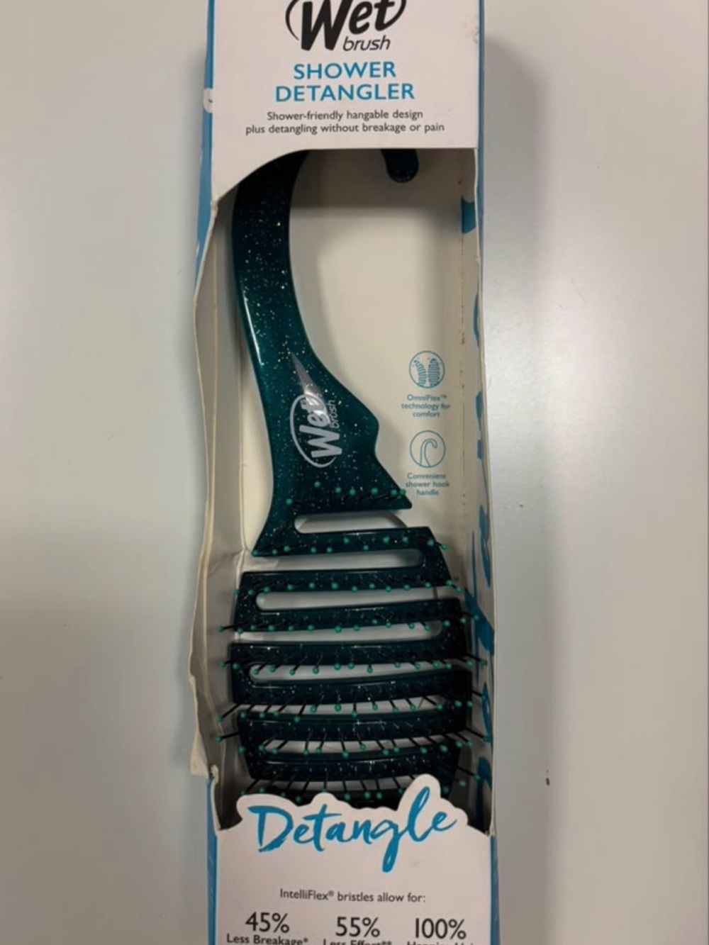 Wet Brush Shower Detangler Hair Brush - Teal Glitter